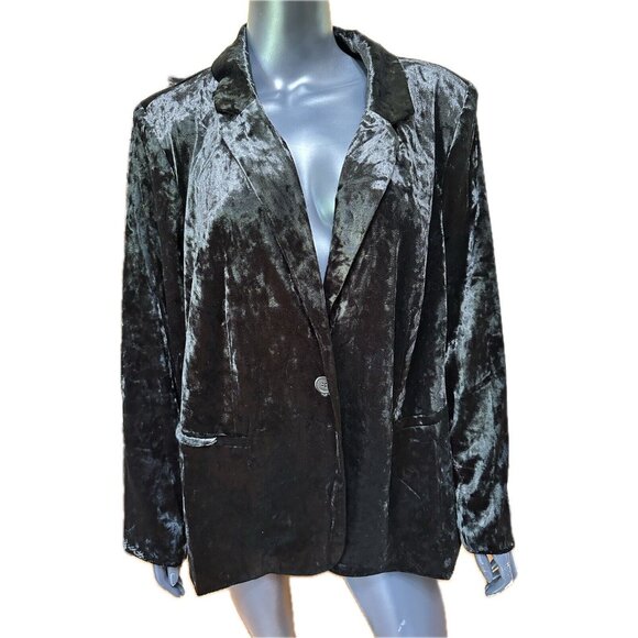 Cupio Jackets & Blazers - Cupio Black Crushed Velvet Blazer Plus Size 2x Lined Jacket Button Front NEW